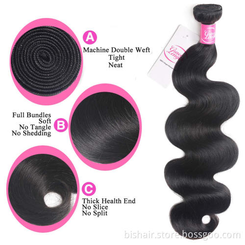 9A Brazilian hair bundle body wave bundle unprocessed 100% human hair wave double weft 3 bundles woven natural black wholesale